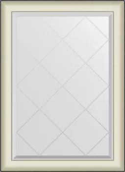 Зеркало Evoform Exclusive-G BY 4569 74х102 белая кожа с хромом, с гравировкой в багетной раме