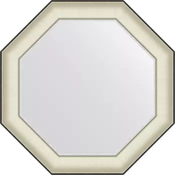 Зеркало Evoform Octagon BY 7440 64х64 белая кожа с хромом, в багетной раме