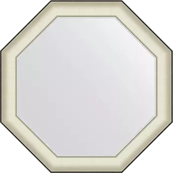 Зеркало Evoform Octagon BY 7441 74х74 белая кожа с хромом, в багетной раме