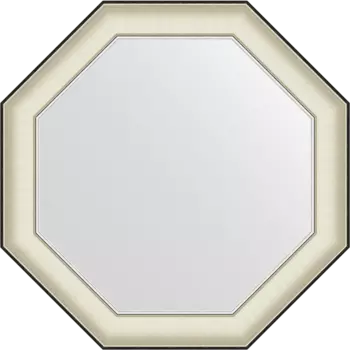 Зеркало Evoform Octagon BY 7447 69х69 белая кожа с хромом, в багетной раме