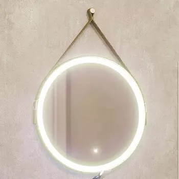 Зеркало Jorno Wood 50, с подсветкой, кожаный ремень Wood.02.50/ТК