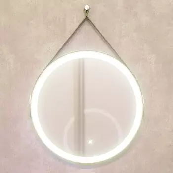 Зеркало Jorno Wood 60, с подсветкой, кожаный ремень Wood.02.60/ТК