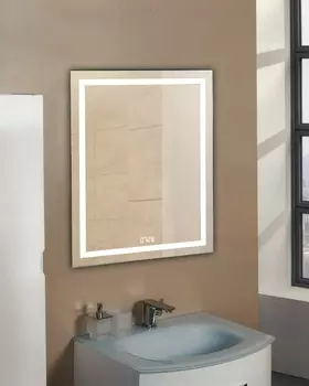 Зеркало Континент Verte LED 80х90 с часами ЗЛП630