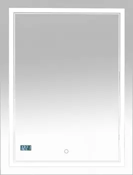 Зеркало Misty Неон 2 LED 60x80, с часами, сенсор на зеркале П-Нео060080-2ПРСЧДВП