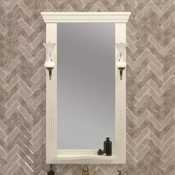 Зеркало Opadiris Риспекто 55, слоновая кость, с полкой и выключателем 00-00007053