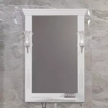 Зеркало Opadiris Риспекто 65, белое матовое, с полкой и выключателем 00-00007057