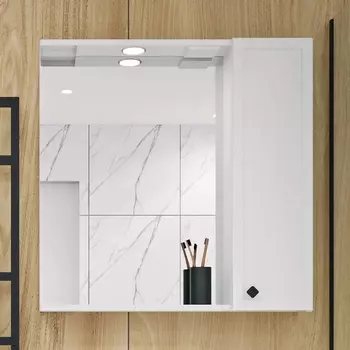 Зеркало Runo Римини 75 белое, R 00-00001257