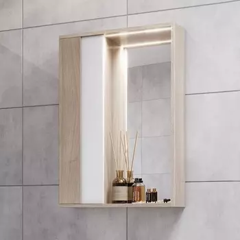 Зеркало-шкаф Акватон Бостон 60 L, с подсветкой, дуб эврика 1A240202BN010