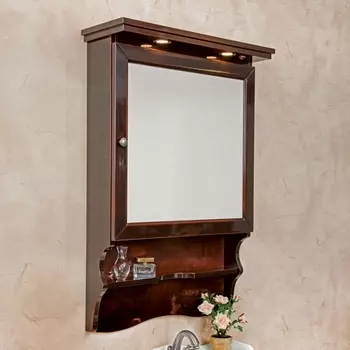 Зеркало-шкаф La Beaute Classic Lorette 75 темное дерево глянец, фурнитура серебро SLO70MOK.Dx.CR