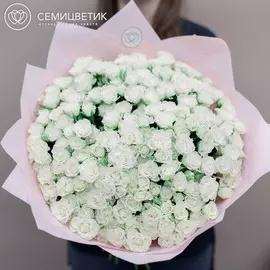 101 белая кустовая роза Snowflake 40 см
