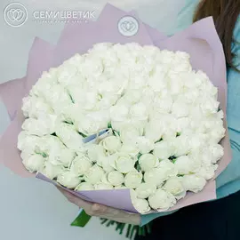 101 белая роза 40 см Premium