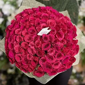 101 малиновая роза 40 см Premium