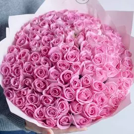 101 розовая роза (Кенийская) 40 см Standart