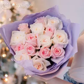 15 ароматных пионовидных роз микс O'Hara 40 см