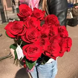 15 красных роз Freedom 90 см