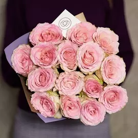 15 нежно-розовых роз 40 см Premium