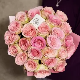 25 нежно-розовых роз 40 см Premium
