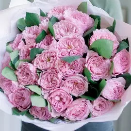 25 пионовидных роз Майрас Пинк 60 см