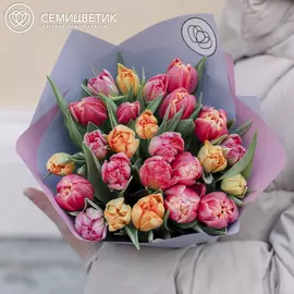 25 пионовидных тюльпанов микс