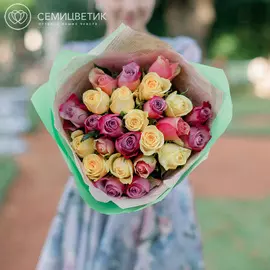 25 роз 40 см микс в нежных тонах Premium