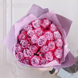 25 сиреневых с фиолетовой каймой роз Deep Purple 50 см