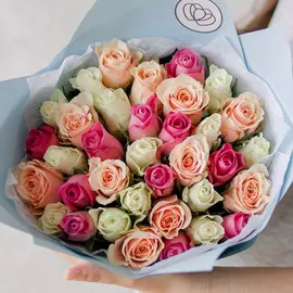 35 роз нежный микс (Кенийская) 40 см Standart