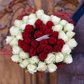 51 красно-белая роза 40 см Premium