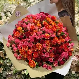 51 кустовая роза 40 см микс