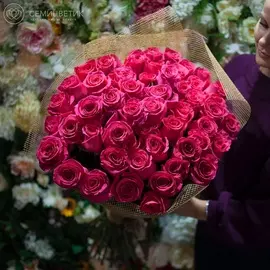 51 розовая роза Pink Floyd 90 см