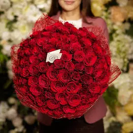 75 красных кенийских роз 40 см Premium