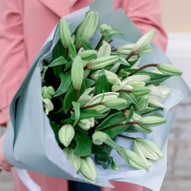 7 белых лилий азиатка