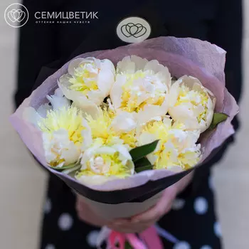 7 нежно-розовых пионов Standart