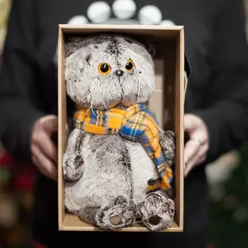 Басик и шарф в клеточку 19 см