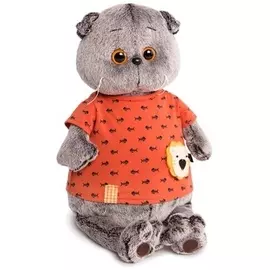 Басик в оранжевой футболке в рыбки с львенком