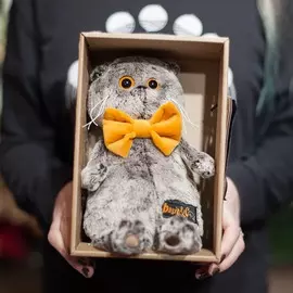 Басик в рыжем бархатном банте 19 см