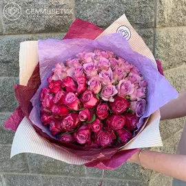 Букет-градиент сиренево-фиолетовый из 51 розы 40 см Premium
