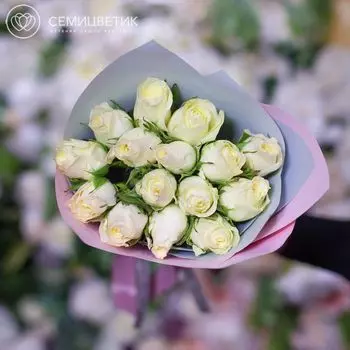 Букет из 15 белых роз 40 см Premium в дизайнерской пленке