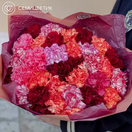 Букет из 35 гвоздик микс в ярких тонах