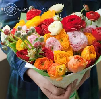 Букет из 35 ранункулюсов микс
