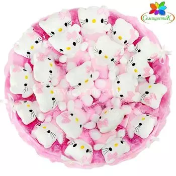 Букет из игрушек котята 21 шт., розовый