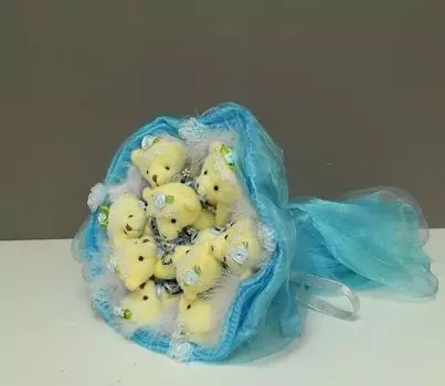 Букет из игрушек медв. 9 шт., голубой