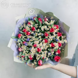 Букет из тюльпанов и ирисов