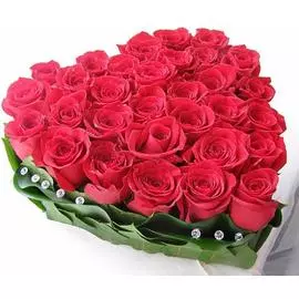 Композиция сердце из 31 Кенийской красной розы 40 см