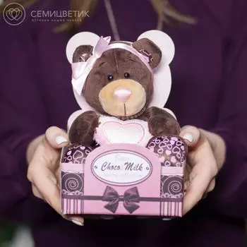 Мишка девочка Милк с сердцем 15 см