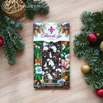 НГ Шоколад "Флер-де-лис" с жареным миндалем и бисквитной крошкой 100 гр.