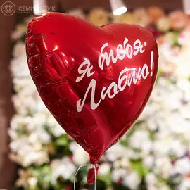 Шар Сердце металик с рисунком