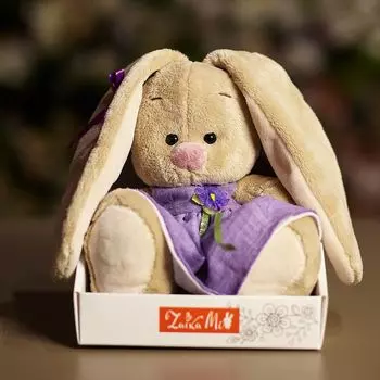 Зайка Ми в фиолетовом платье с цветочком (малыш) 15 см