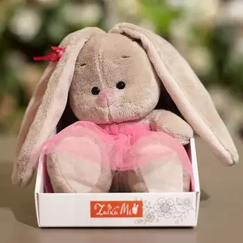 Зайка Ми в ярко-розовой юбочке "фонарик" (малыш) 15 см