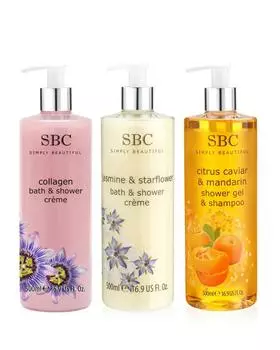 Набор для ванны и душа: крем-гели + гель-шампунь 3 шт. х 500 мл SBC
