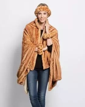 Накидка-покрывало, повязка на голову, браслеты Alfredo Pauly из искусственного меха лисицы